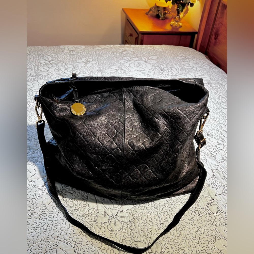 LAURA DI MAGGIO Embossed Leather Oversized Unstructured Hobo/Satchel - Picture 3 of 15